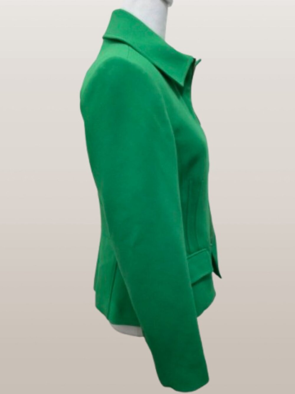 KAREN MILLEN NWT Kelly Green Blazer Size 6 Tailored 2-Way Zip Silver Hardware - Picture 6 of 15
